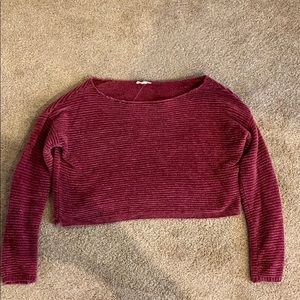 CROPPED PINK CHENILLE SWEATER